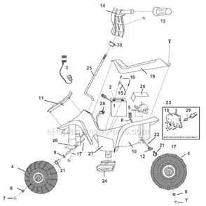 Page A Diagram and Parts List for 76921-9993  Power Wheels Ride-On ATVs